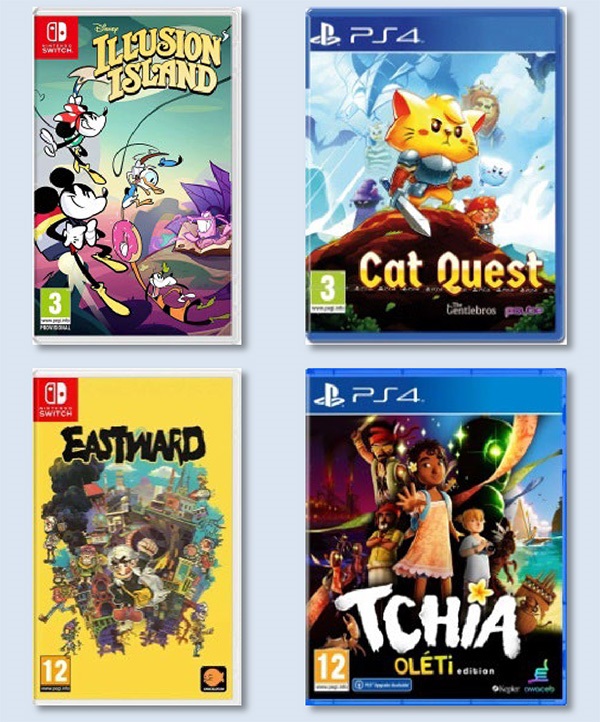 Couverture : Illusion Island et Eastward sur Nintendo Switch Lite / Cat Quest 1 et Tchia sur Playstation 4