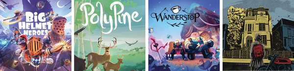 Quelques applis & jeux vidéo des RLPE 342 et 343 couverture de jeux vidéos sélectionnés dans RLPE 342 et 343 Bilg Helmet heroes, Polypine, Wanderstop et Your House
